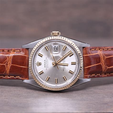 rolex datejust two tone with leather strap|best leather strap for Rolex.